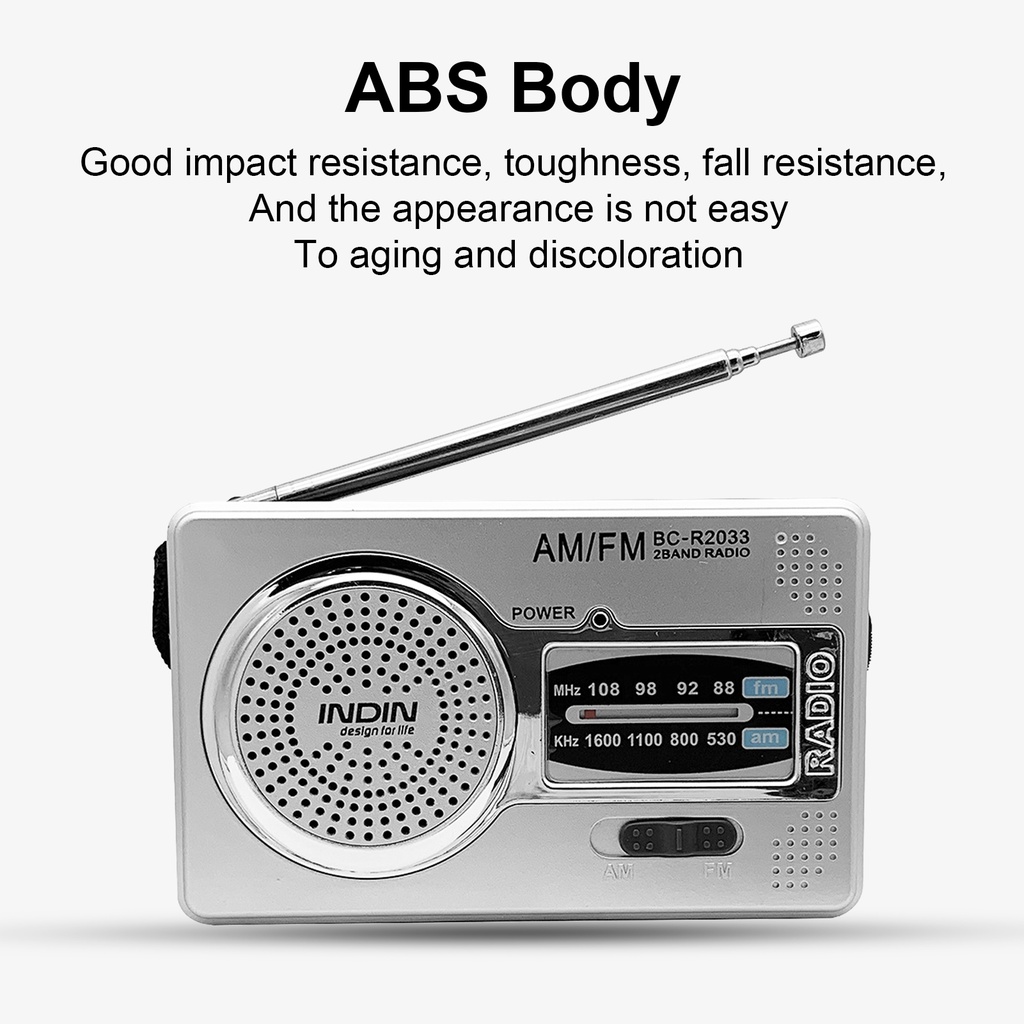 Radio Mini huarmey BC-R2033 AM FM Bỏ Túi Công Suất Thấp Tích Hợp Loa Tiện Dụng Cho Gia Đình