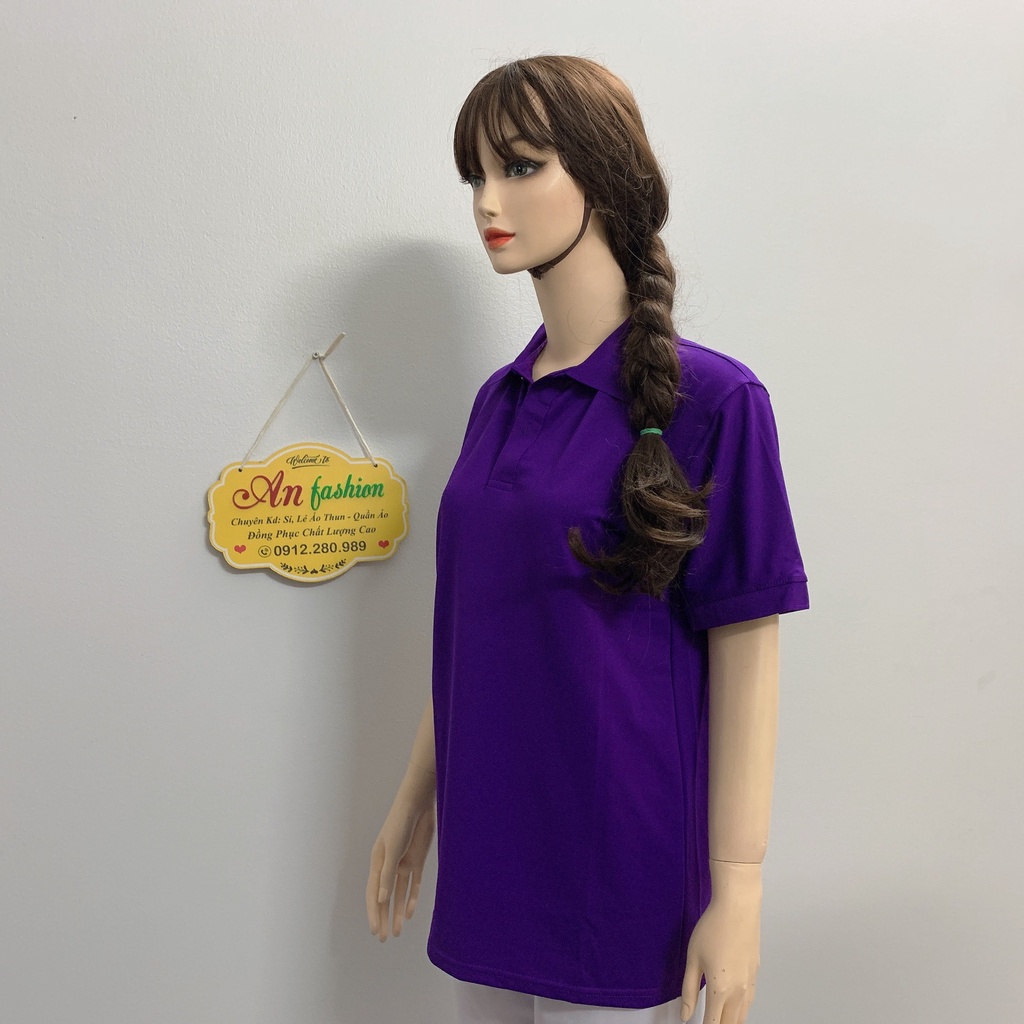 Áo polo màu tím vải poly Thái cao cấp cho nam nữ _ Hình chụp thật