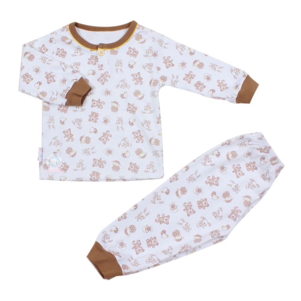Bộ bông dài HELLO B&amp;B BA0425 Viền nâu- HELLO BB