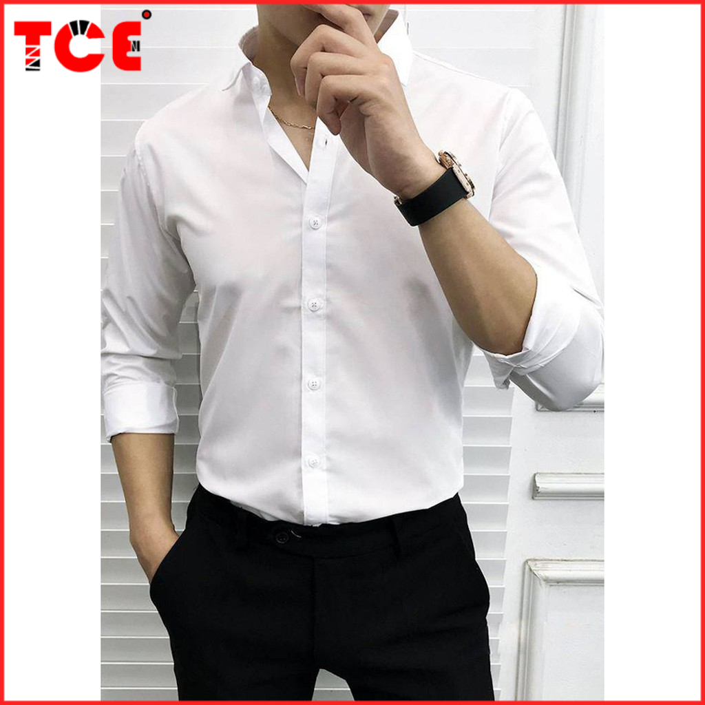 Áo Sơ Mi Dài Tay Lụa Nam Dáng Body Thời Trang Cao Cấp