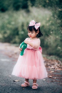 Váy công chúa hồng ruốc