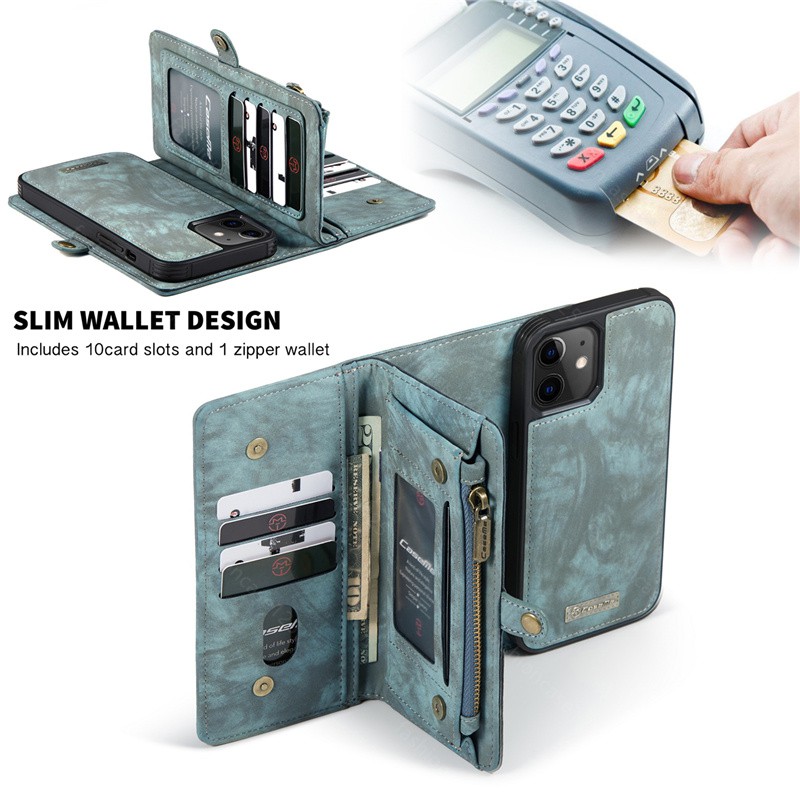 iPhone 11 ProMax XS MAX XR X 8 7 6 6s Plus SE 2020 Card Slot Phone Case PU Luxury Leather Wallet Magnetic Attraction Flip Cover For iPhone11ProMax iPhone8Plus 7Plus 6SPlus iPhoneXSMAX Business Stand Casing Holder PHONE CASE zipper card holder