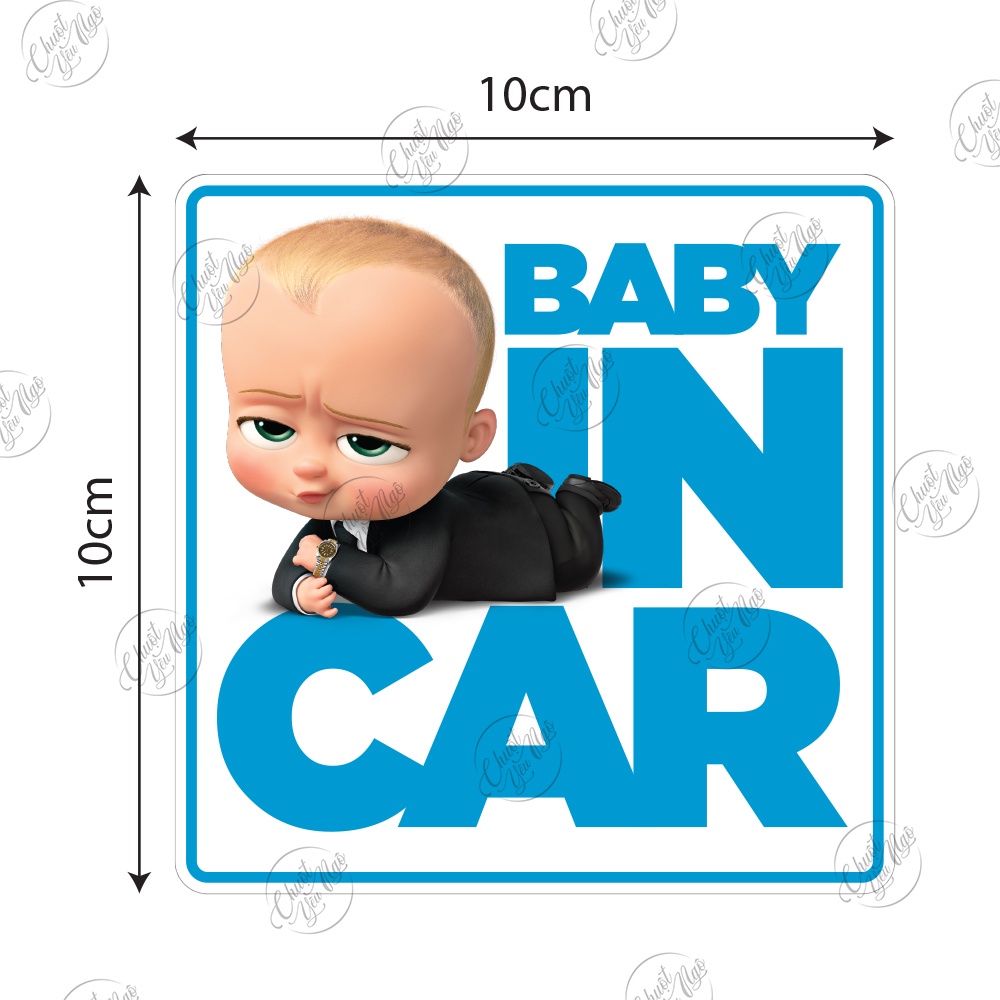 Combo 2 miếng dán Baby In car BÉ TRAI dễ thương trang trí xe hơi ô tô cảnh báo an toàn cho trẻ em