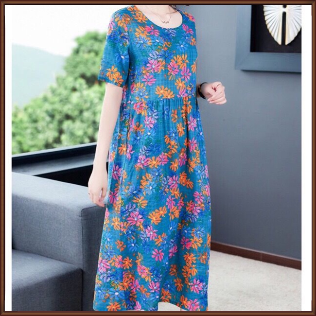 Đầm Dài Eo Cao In Hoa Thời Trang Mùa Hè Dành Cho Nữ