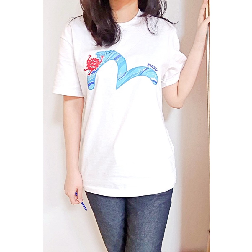 ✾▪♘100% Áo Thun Bụi Bẩn Sóng evisu Hàn Quốc Đích Thực