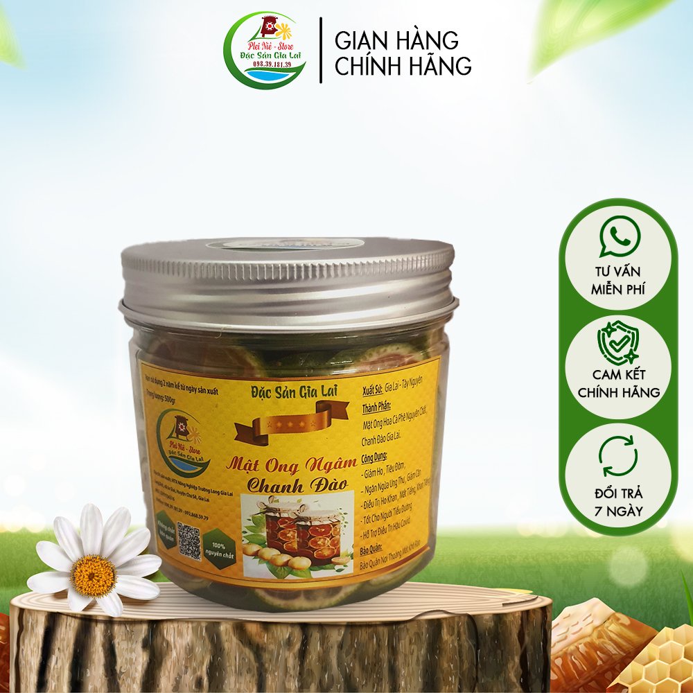 Mật Ong Ngâm Chanh Đào Giúp giảm Ho Tiêu Đờm Tốt Cho Sức Khỏe Hũ 1000g - PLM29