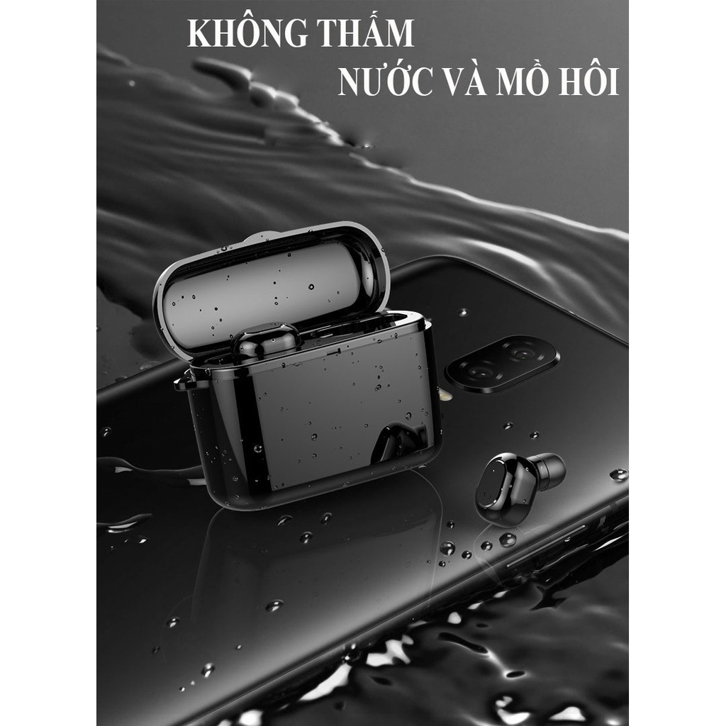 Tai nghe Bluetooth M8W kiêm hộp sạc, có thể sử dụng để sạc điện thoại hoặc làm giá đỡ điện thoại (Đen)