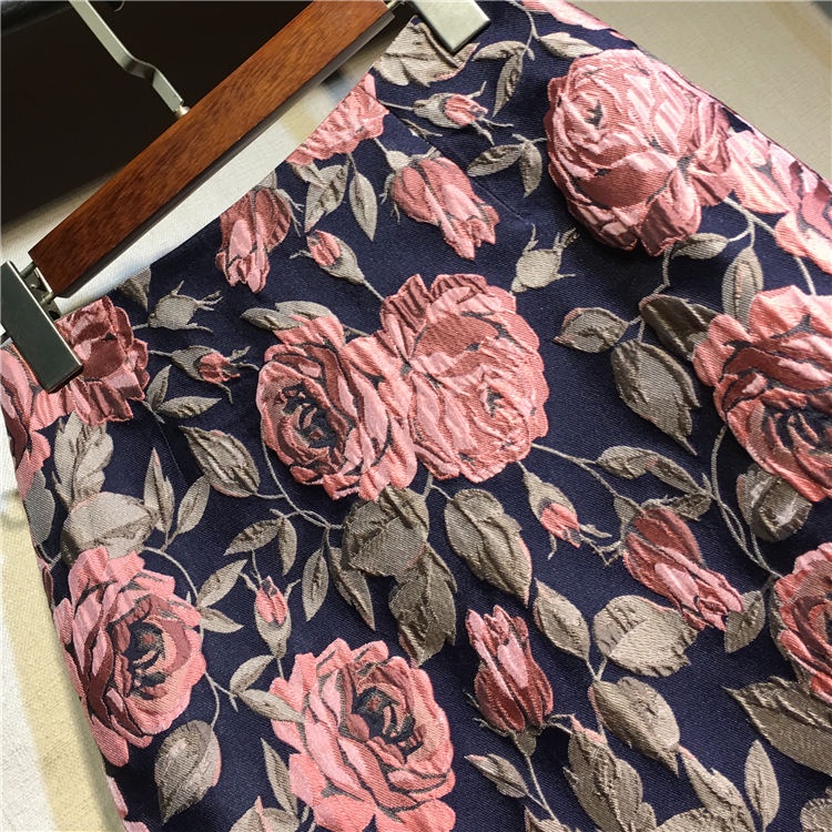 Chân Váy Chữ A Lưng Cao Dáng Ôm In Họa Tiết Hoa Hồng Phong Cách Retro Pháp Xinh Xắn