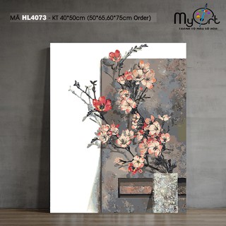 Tranh tô màu theo số sơn dầu số hóa Myart Hoa anh đào cổ HL4073