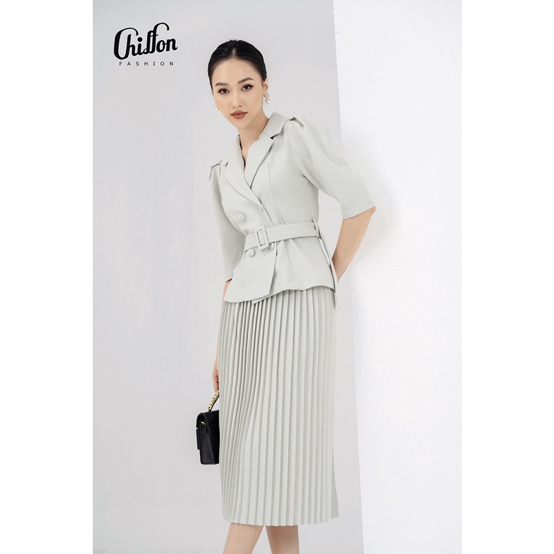 Chân váy dập ly xếp ly cao cấp dáng dài thiết kế by Chiffon