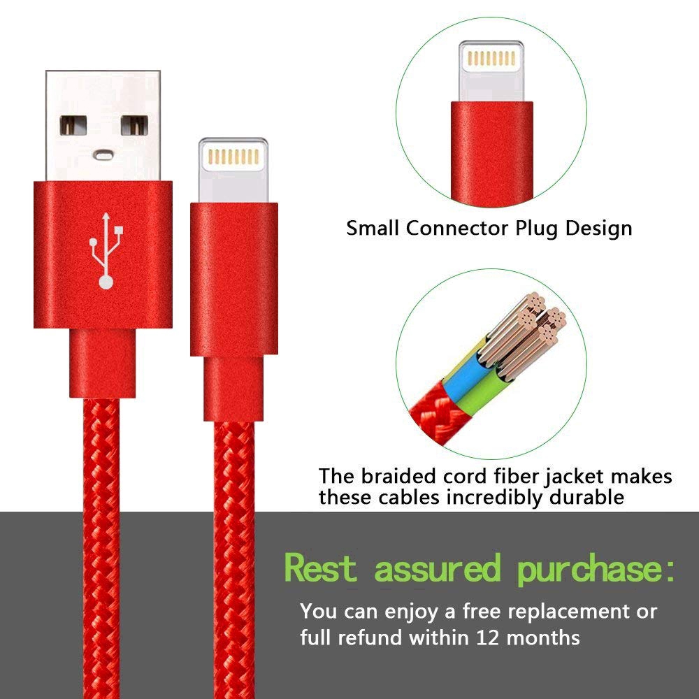 Cáp sạc dây bện cổng USB lightning 1m 2m 3m cho iPhone