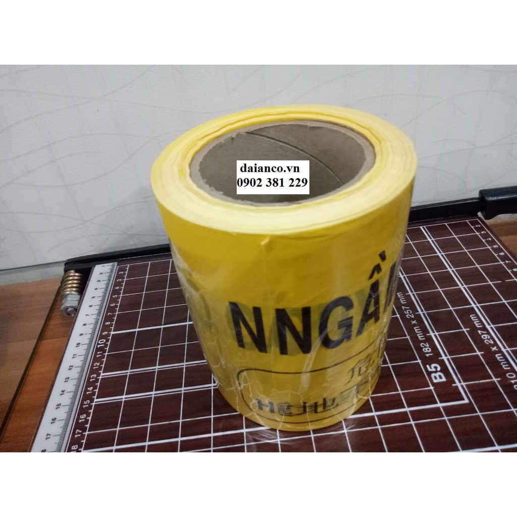 Cuộn cảnh báo cáp ngầm điện lực màu vàng đen T2 15cm*100m