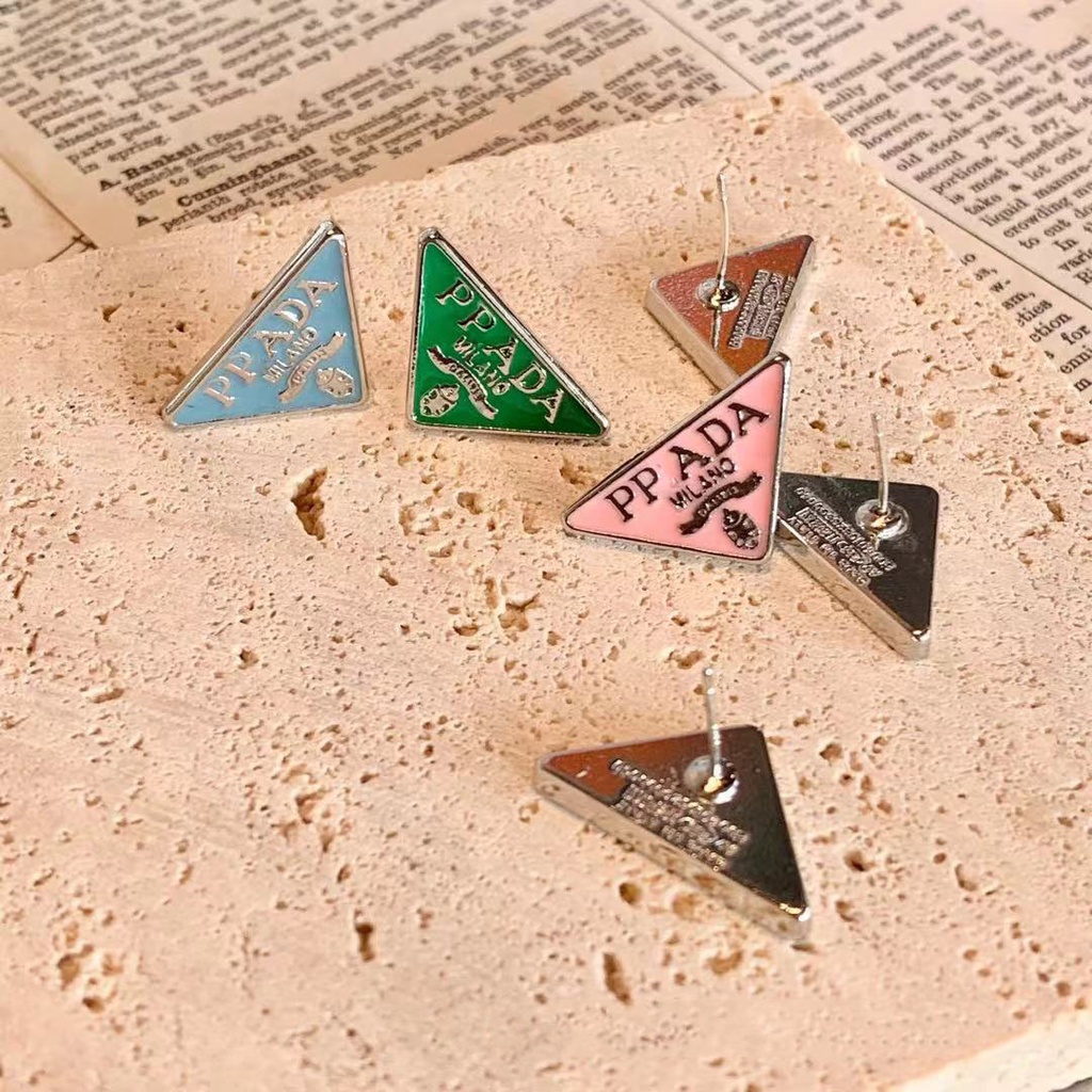 Khuyên tai bạc 925 hình tam giác phong cách mới mẻ thời trang