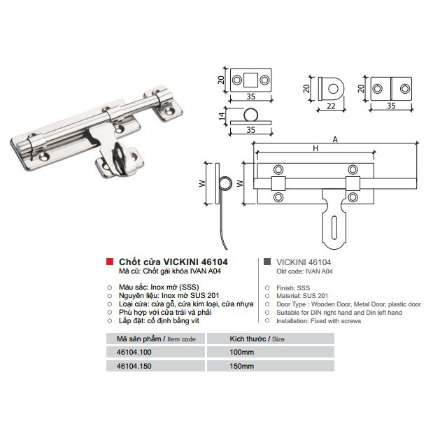 Chốt gài khóa VICKINI 46104