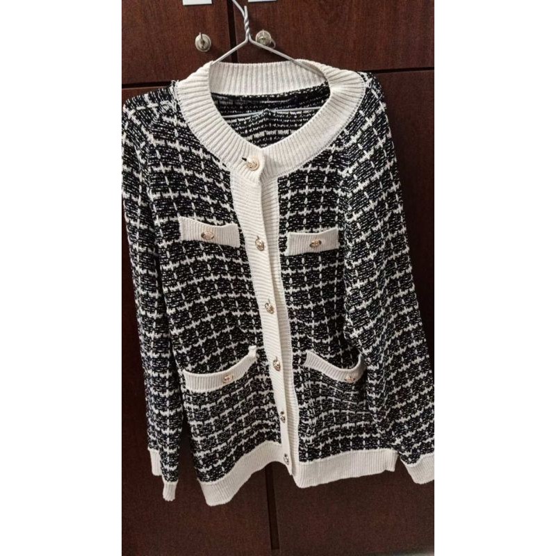 Hàng Sẵn_ Áo dạ tweed áo khoác len kẻ sọc phong cách Hàn | BigBuy360 - bigbuy360.vn