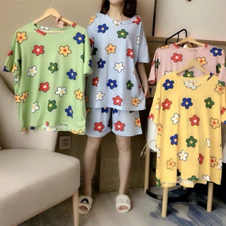 [Set] Bộ ngủ nữ mùa hè hoa sắc màu ullzang siêu hot trend