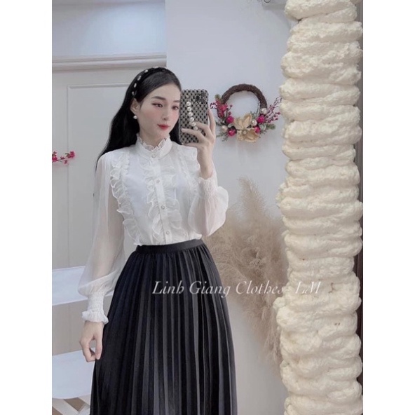 Áo Sơ Mi Bèo Ngọc Xếp Ly Tiểu Thư