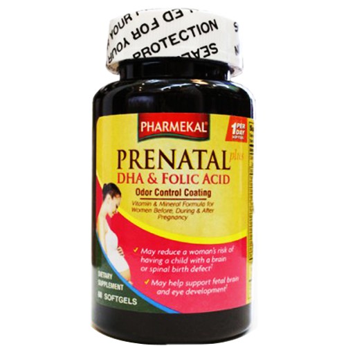 Viên Uống Bổ Sung Vitamin, Khoáng Chất Cần Thiết Cho Phụ Nữ Mang Thai Pharmekal Prenatal DHA And Folic Acid Hộp 60 Viên