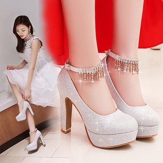 Giày Cao Gót Đế Bằng Chống Thấm Nước Thời Trang Đám Cưới