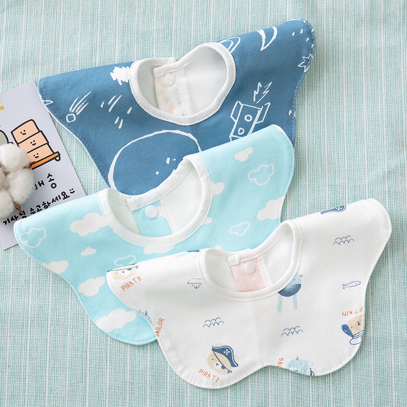 𝗦𝗵𝗼𝗽 𝗠𝗲̣ 𝗕𝗼𝗯 𝟴𝟲 - Yếm tròn chống thấm xoay 360 độ cho bé - Yếm cotton cao cấp chống thấm cho bé