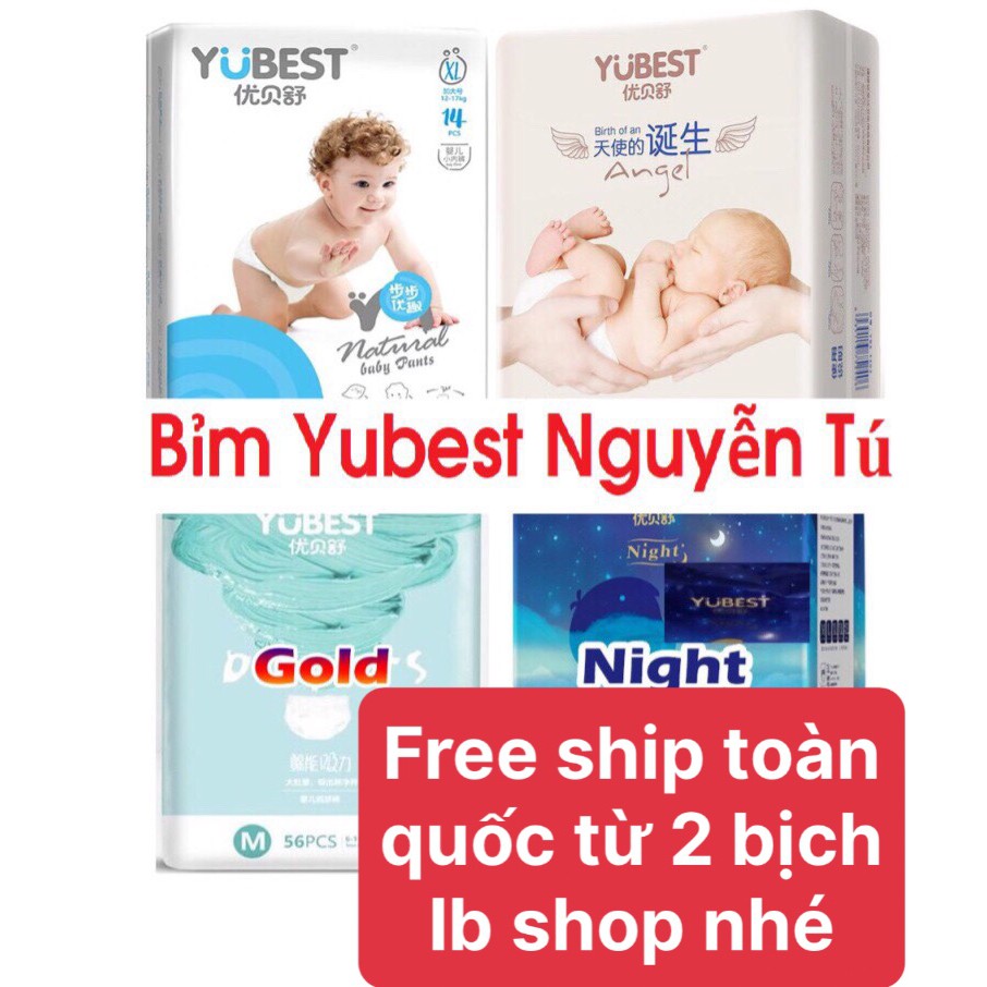 (FREE SHIP) Bỉm Quần/Dán Yubest Angle/Gold /Natural/ Night/S132/M108/L96/XL78/XXL66