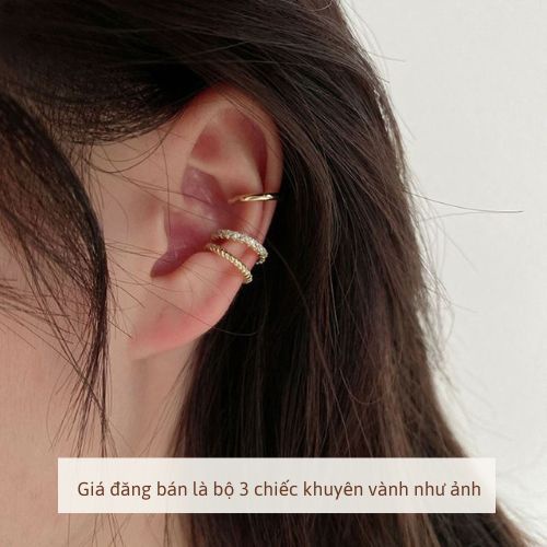 Khuyên kẹp vành tai hình tròn Her Accessories bộ 3 chiếc siêu xinh H119