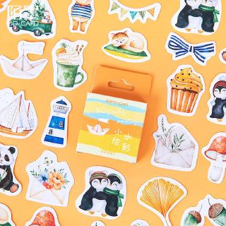46 Sticker Màu Nước Tự Làm Trang Trí Nhật Ký Sổ Lưu Niệm