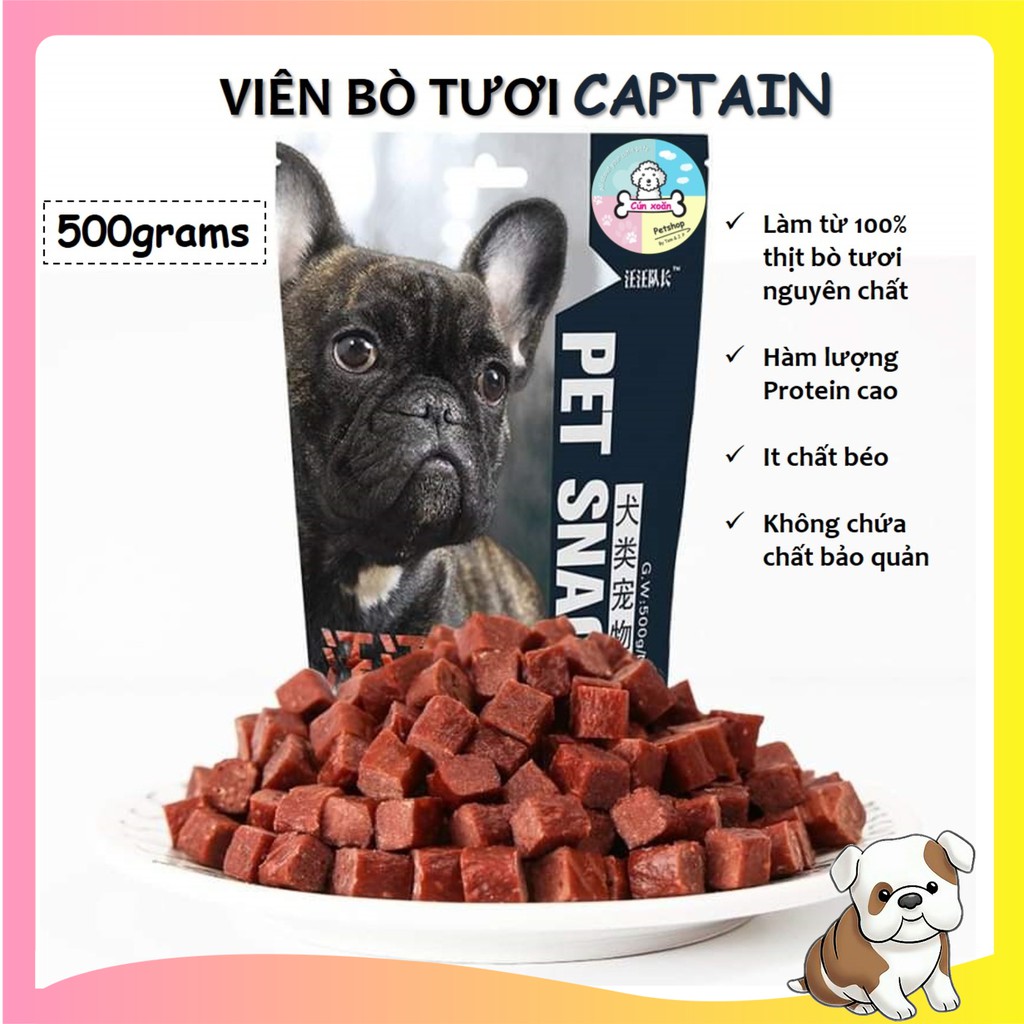 Bánh thưởng cho chó Captain 🐮Bò/gà sấy nguyên chất🐔 (túi 500g)