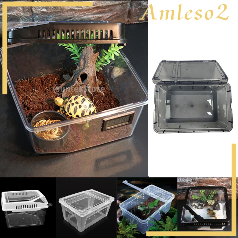 Plastic Box Insect Reptile Transport Breeding Live Worms Food Feeding Box