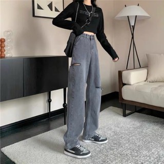 Quần jean rách nữ màu xám khói [ oder taobao ]