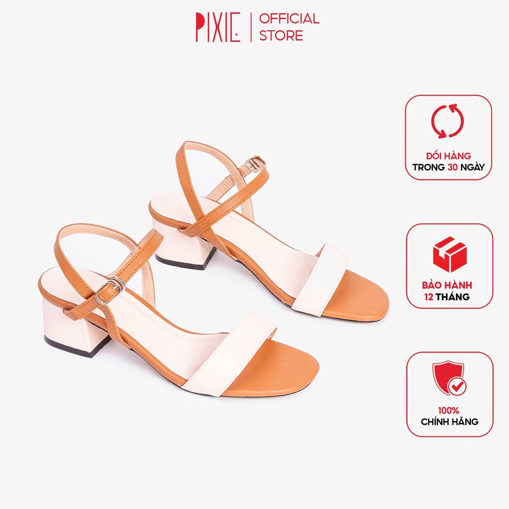 Giày Sandal Cao Gót 3cm Mix Màu Pixie X476