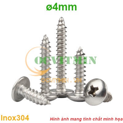 Ốc Bake Ren Xoắn Đường Kính 4mm Đầu Dù Inox 304