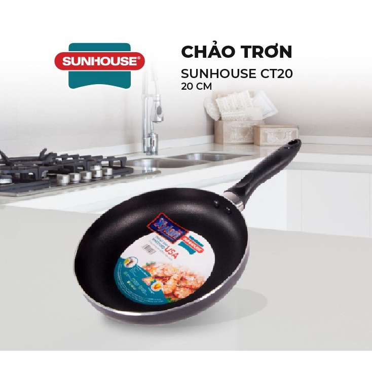 Chảo chống dính Sunhouse, size 18-20-24-26-28-30cm, dính là hoàn tiền, 1 đổi 1 nếu lỗi