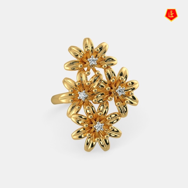 Nhẫn Mạ Vàng 18k Hình Hoa Cúc Sang Trọng