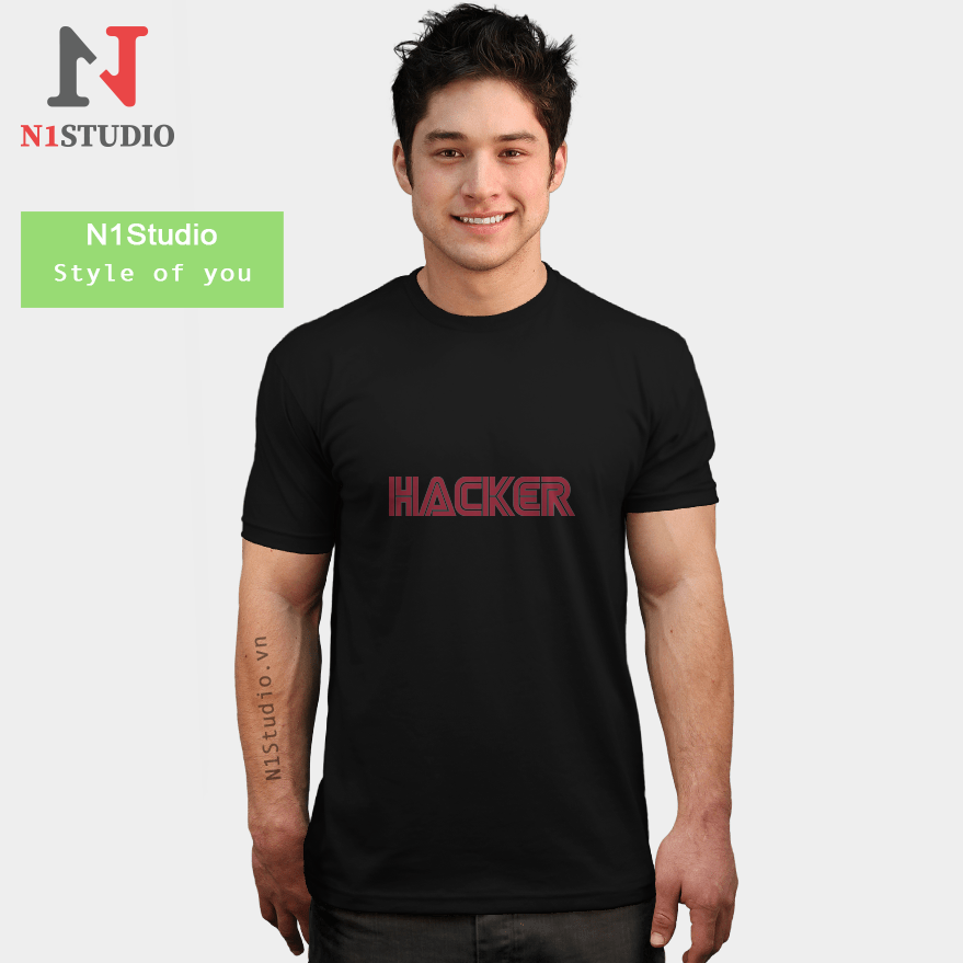 Áo thun unisex cổ tròn Hacker N1Studio vải Cotton dày dặn