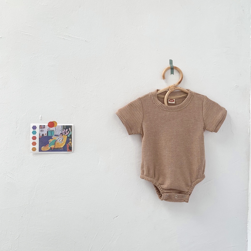 Áo liền quần một mảnh tay ngắn đơn giản vải cotton dành cho bé