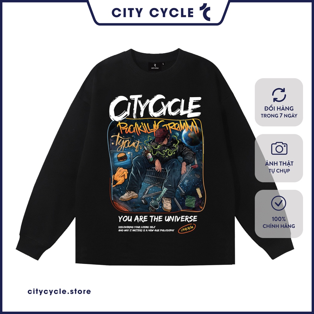 Áo thun dài tay Drunk Comic unisex City Cycle - áo phông oversize form rộng cotton in hình Local Brand