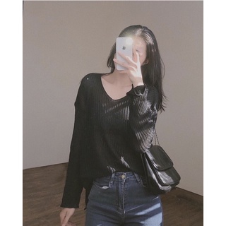 Áo len mỏng cổ V