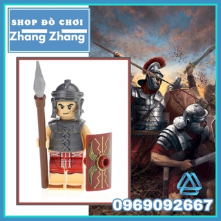 Xếp hình mô hình lính bộ binh Roman Rome La mã Gladiators Khiên và giáo Minifigures xinh xh648 x0164