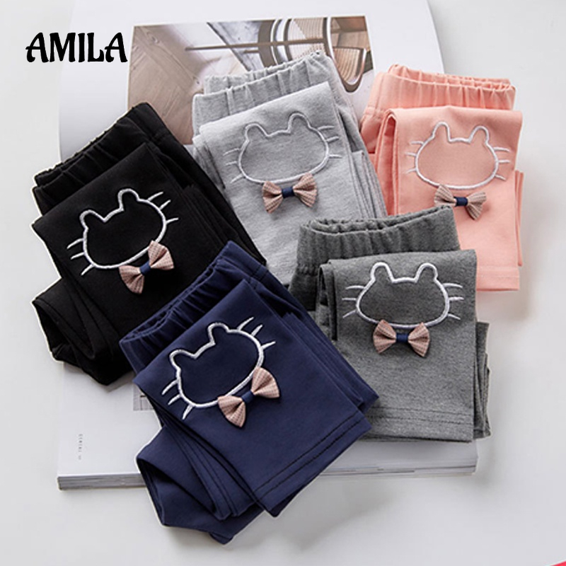 Quần legging AMILA mỏng họa tiết hoạt hình thời trang xuân thu cho bé gái