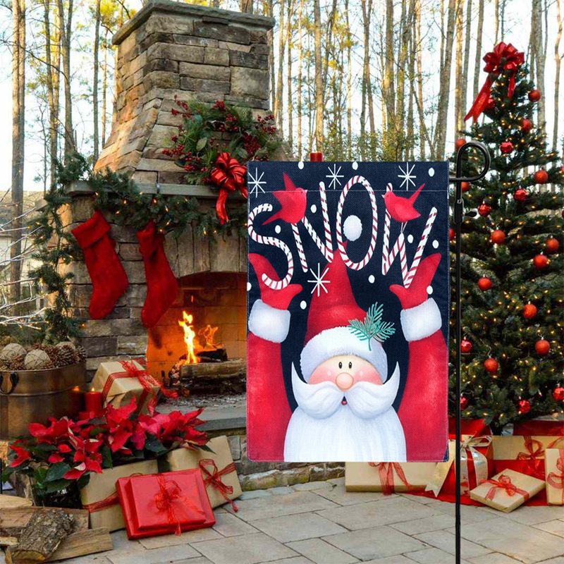 Cờ Treo 30 * 45cm Hình Ông Già Noel / Người Tuyết Dùng Để Trang Trí Giáng Sinh / Sân Vườn