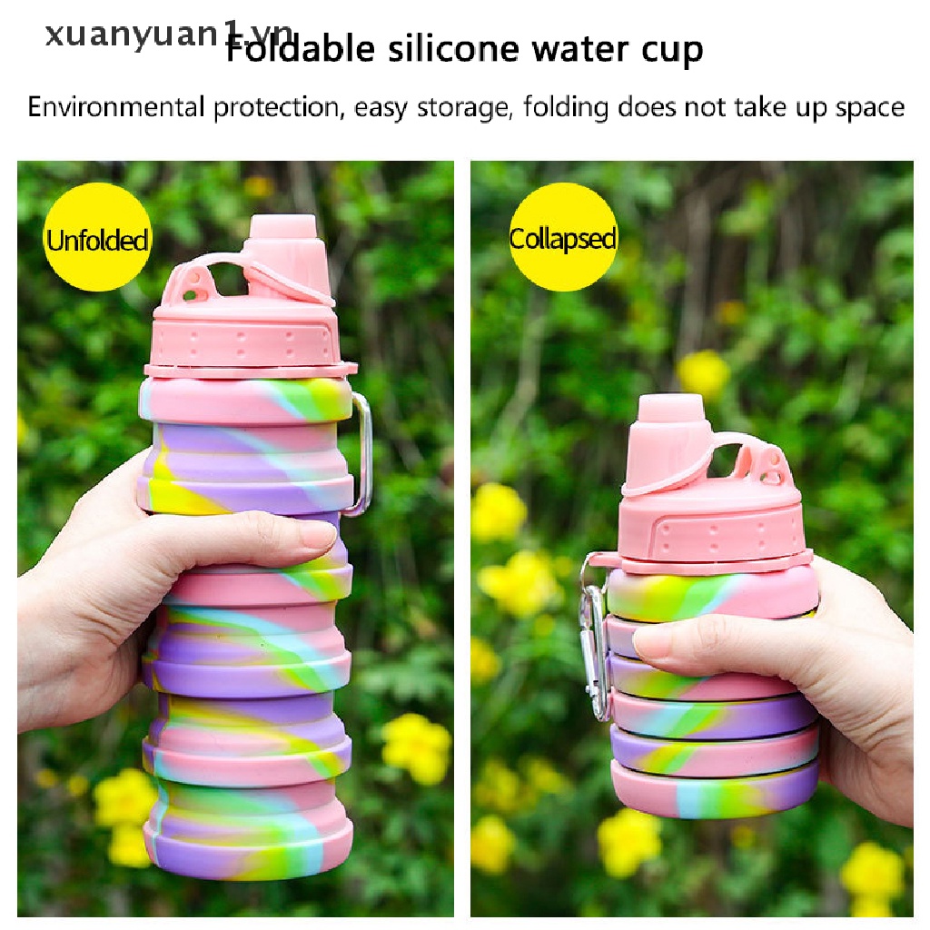 Cốc Uống Nước Silicone 500ml Có Thể Gấp Gọn Tiện Dụng