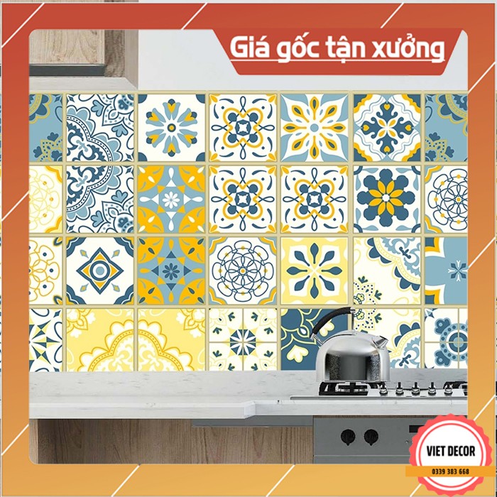 Decal Gạch Bông C15 - Set 30 ô 20x20cm - Dán tường, Dán bếp, Trang trí nhà cửa - Viet Decor