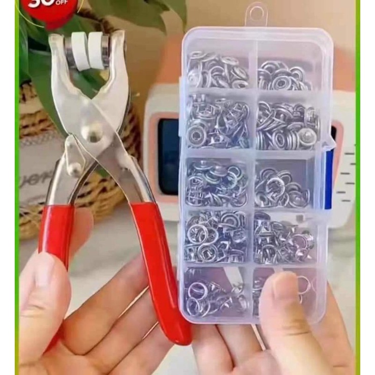 SÉT 1 KÌM BẤM VÀ 100 CHI TIẾT CÚC BẤM ÁO CHO CÁC MOM