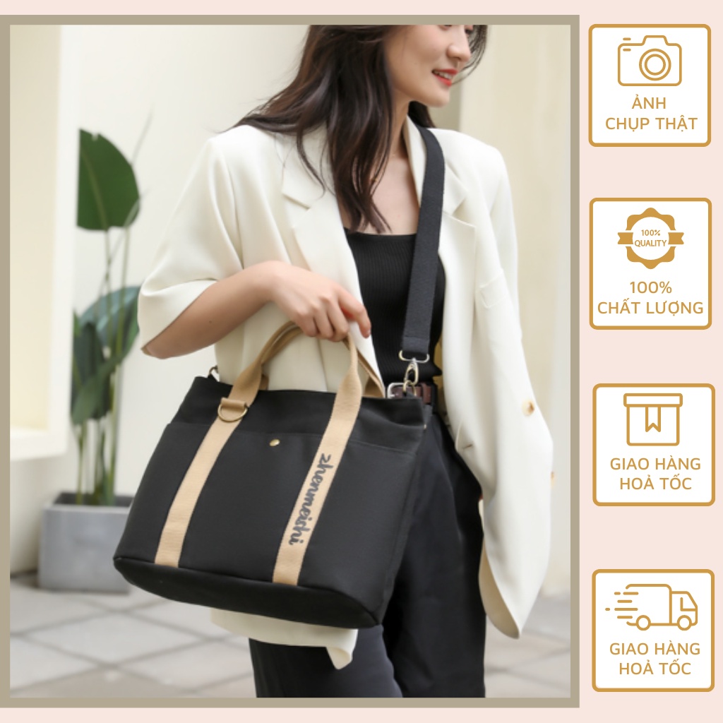 Túi Vải  Đeo Chéo Nam Nữ Đi Học Đi Chơi Sinh Viên Phong Cách Hàn Quốc Cỡ Lớn Nhiều Ngăn- Diễm Store- T 12