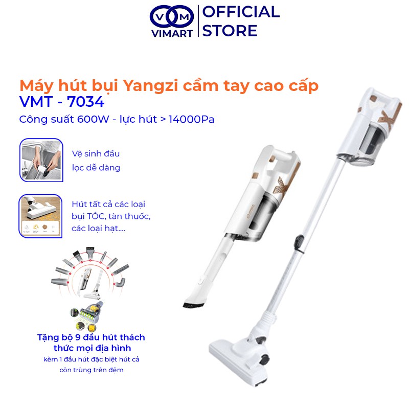 Máy hút bụi gia đình Yangzi [Sẵn Hàng] nhập khẩu chính hãng bảo hàng 12 tháng, lực hút mạnh 14000Pa_vimart