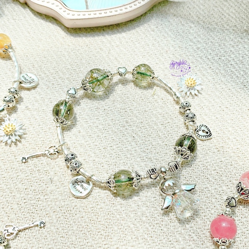 Vòng Tay Thiên Thần Đá Thạch Anh Tóc Xanh Thiên Nhiên Năng Lượng Tài Lộc SP004150 Gypsy.lala