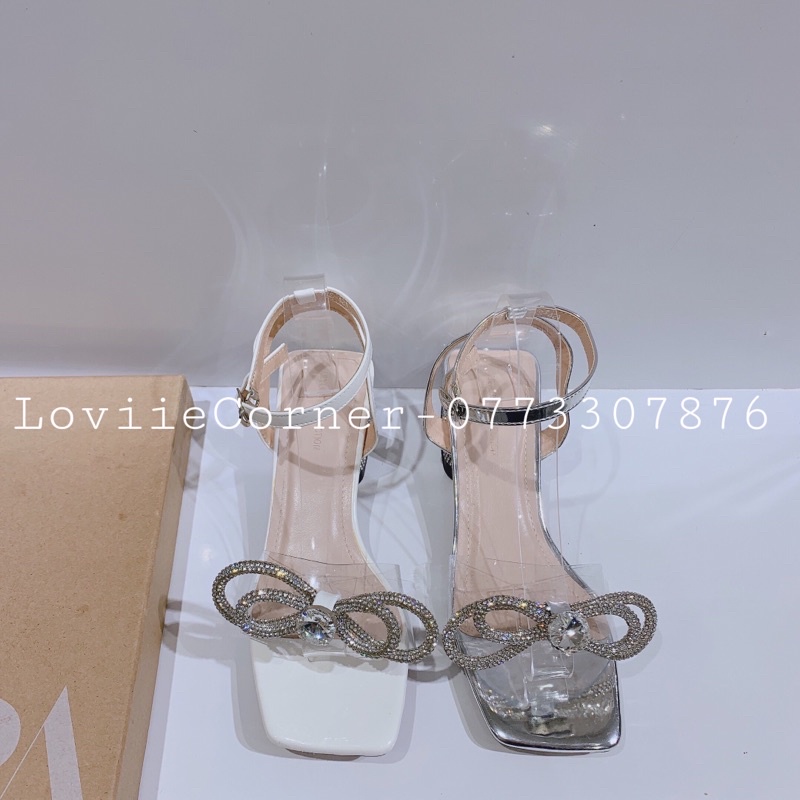 SANDAL CAO GÓT LOVIIECORNER - SANDAL QUAI MẢNH ĐÍNH ĐÁ - SANDAL GÓT VUÔNG 3 PHÂN - SANDAL NỮ NƠ ĐÁ ĐẾ VUÔNG 3CM G201202