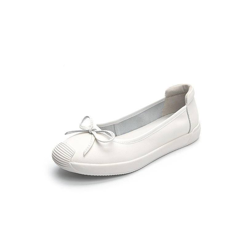 Giày Búp Bê Da Thật Đế Bằng Thắt Nơ Dễ Thương Thời Trang Cho Bạn Gái