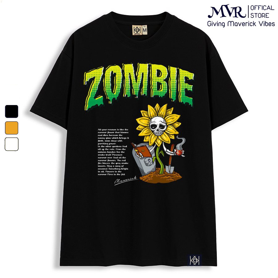 Áo thun zombie nam nữ đẹp hoa hướng dương mùa hè phôm rộng local brand mvr áo phông unisex TT8008
